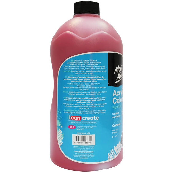 Acrylic Colour Signature 1L Bottle with Pump - Crimson