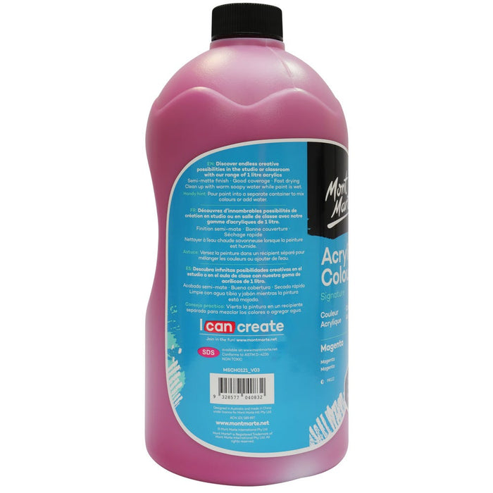 Acrylic Colour Signature 1L Bottle with Pump - Magenta