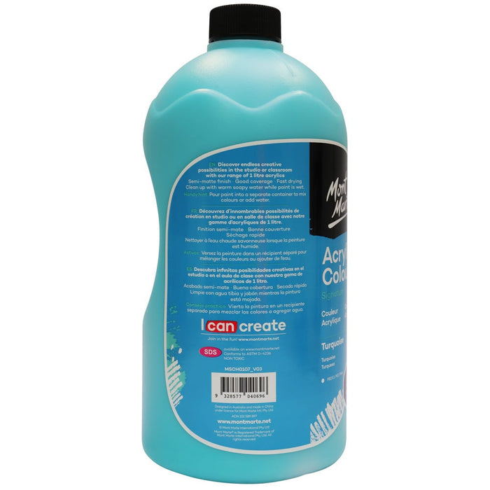 Acrylic Colour Signature 1L Bottle with Pump - Turquoise