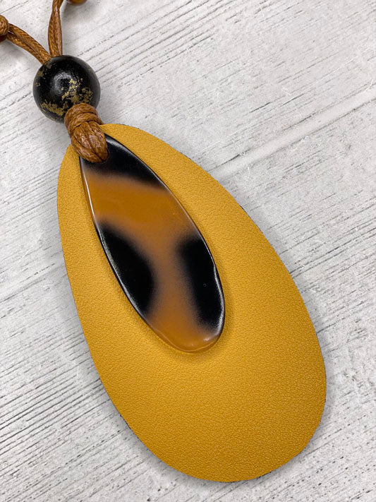 Alisha D Double Teardrop Pendant Handmade Necklace Adjustable Cord