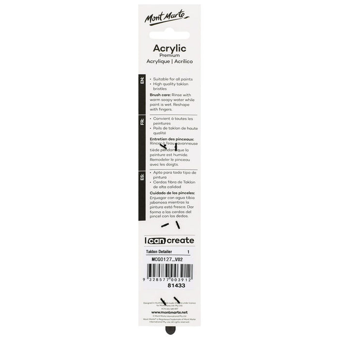Artist Acrylic Brush Premium Taklon Detailer 1