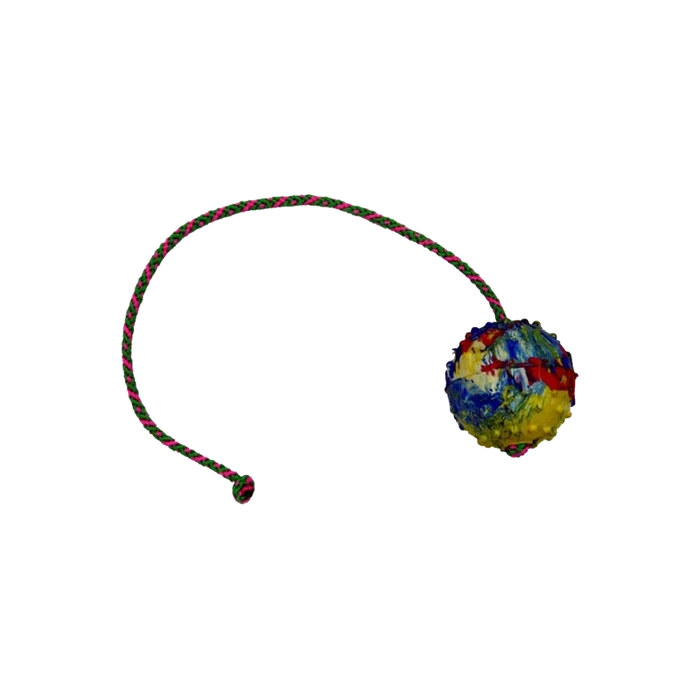 Ball - solid rubber, 7 cm, with 50 cm string