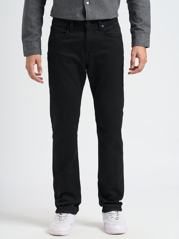 Black Mid Rise Straight Fit Jeans