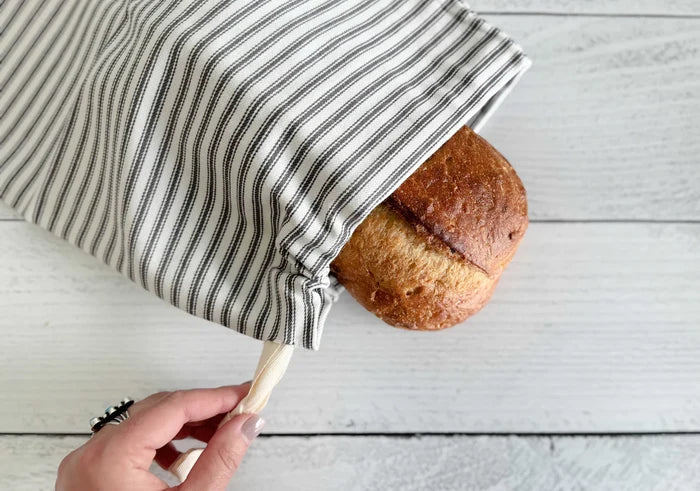 Bread Bags Set of Two - Grey Ticking Stripe
