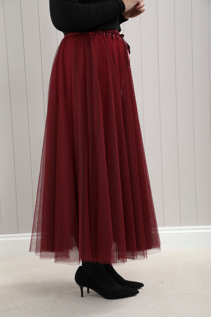 Carrie Tulle Skirt Wine