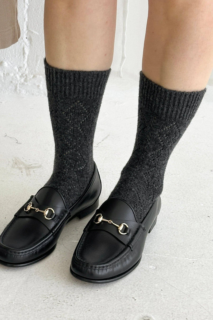 Cashmere Pointelle Socks - Cream