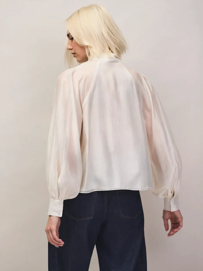 Cream Bow-Detail Blouse