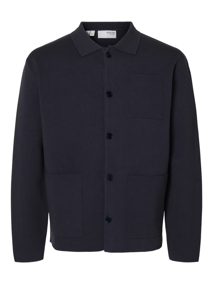 Dark Blue Relaxed Fit Polo Cardigan
