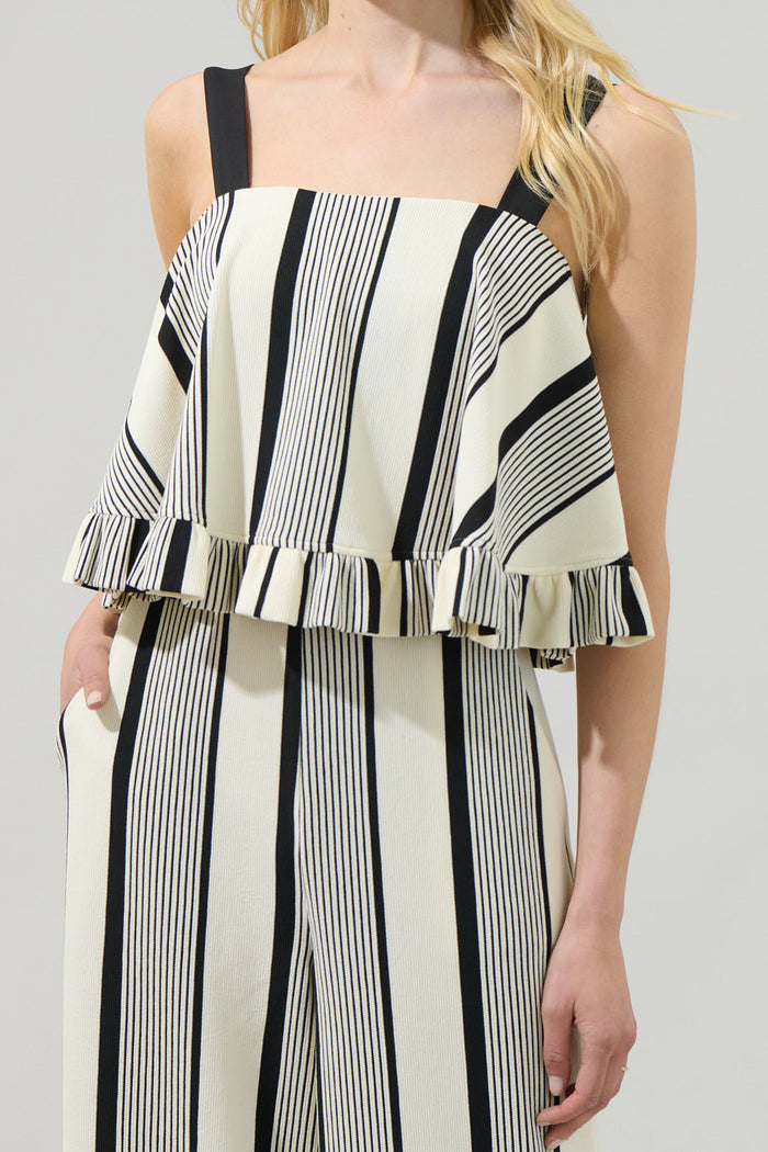 Devra Club Stripe Ruffle Top