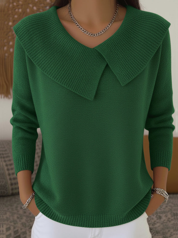 Faylorae - Pull Hivernal Élégant pour Femme avec Col à Revers et Motif Festif