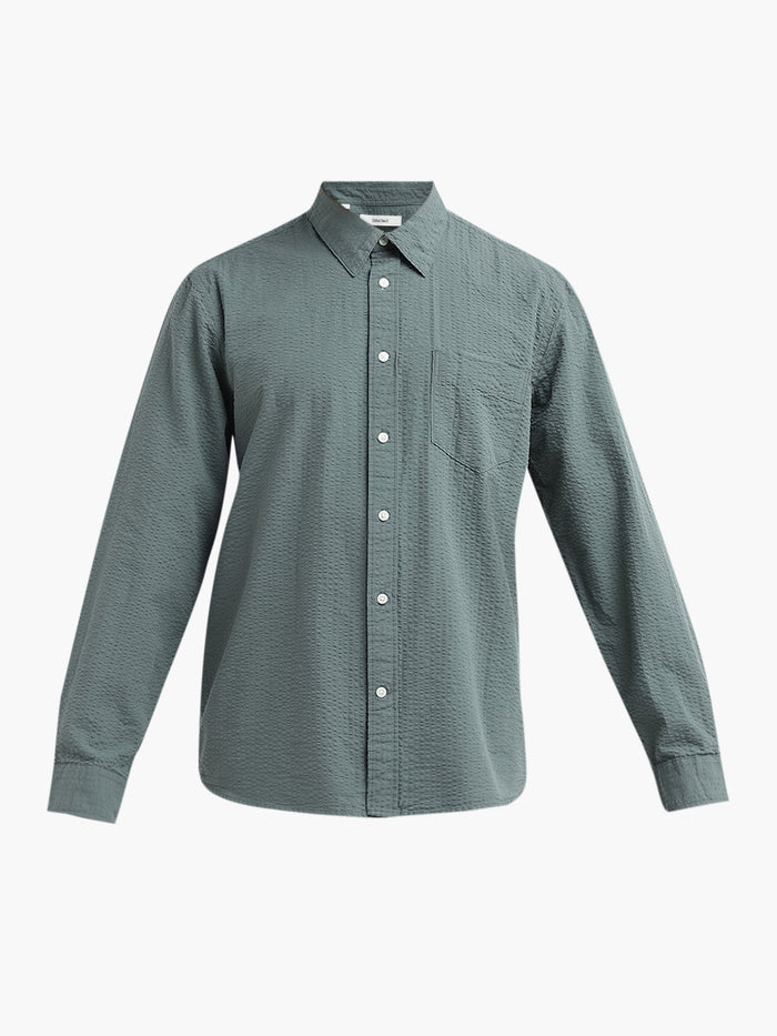 Green Seersucker Full Sleeves Shirt
