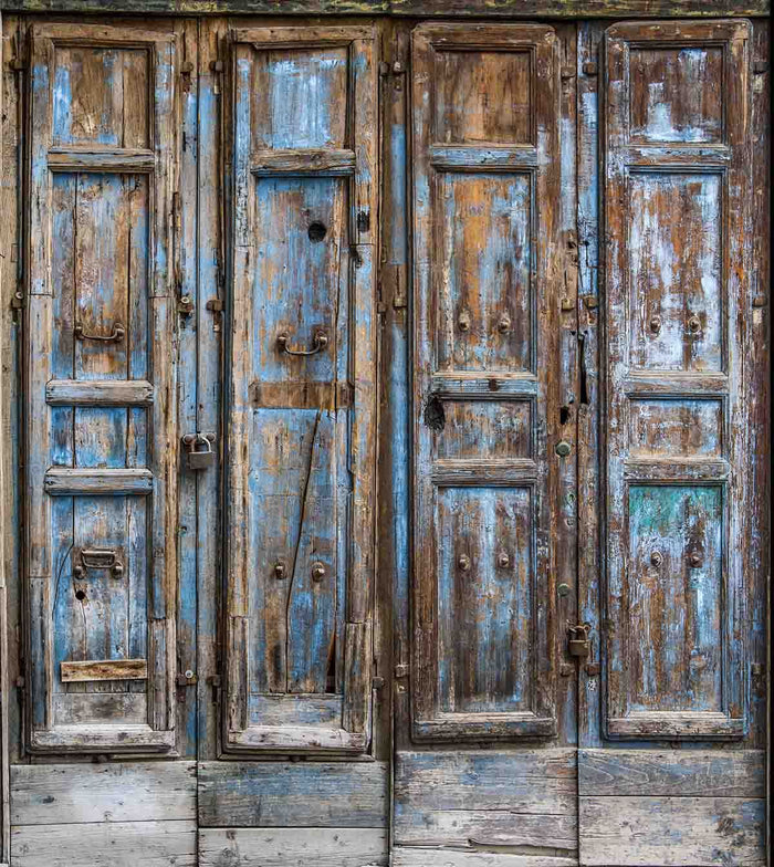 Grunge Blue Paint Off Wood Door Backdrop For Photography Shopbackdrop