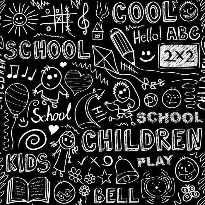 Hand Drawn Children Back To School On Blackboard Photography Backdrop J-0153 Shopbackdrop