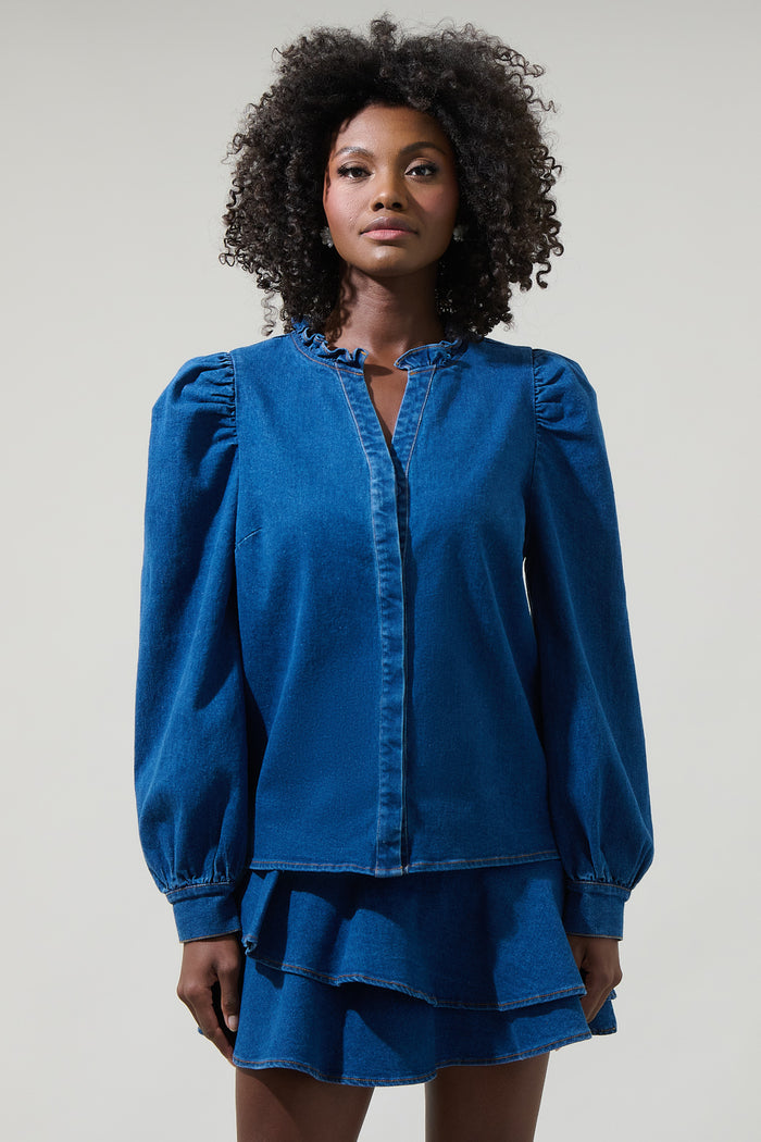 Jamie Denim Laye Button Down Top