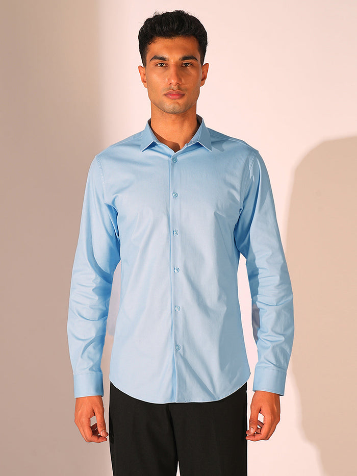Light Blue Stretch Slim Fit Shirt