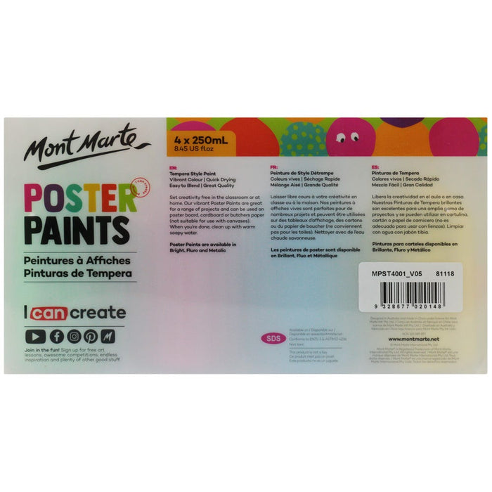 Poster Paint 250ml 4pc - Bright