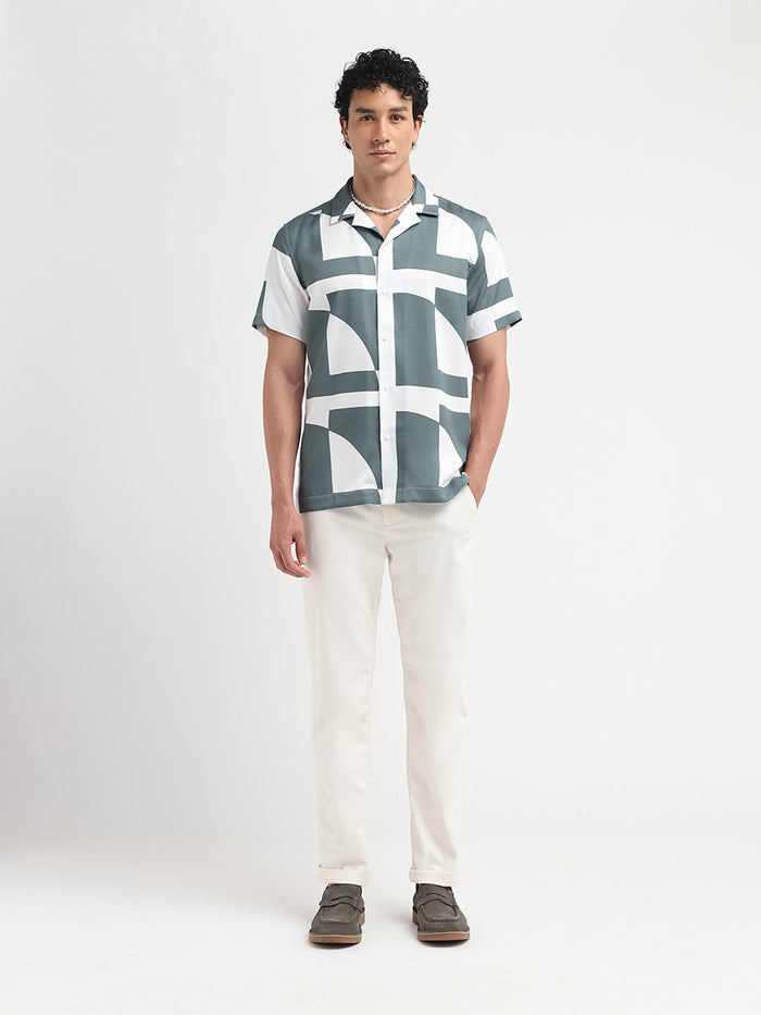 Printed Cuban Collar Shirt
