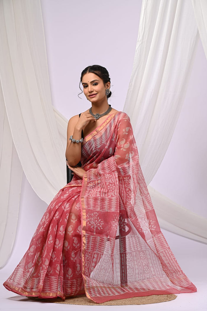 Printed kota cotton saree