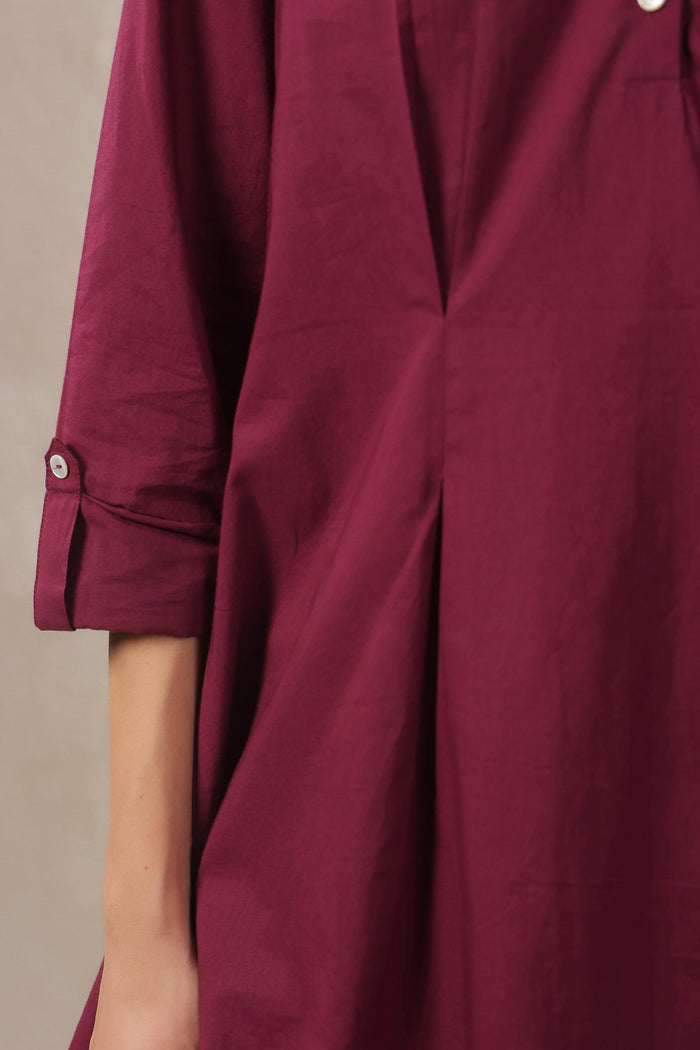 Solid Wine Rush Cotton Co-ord Set