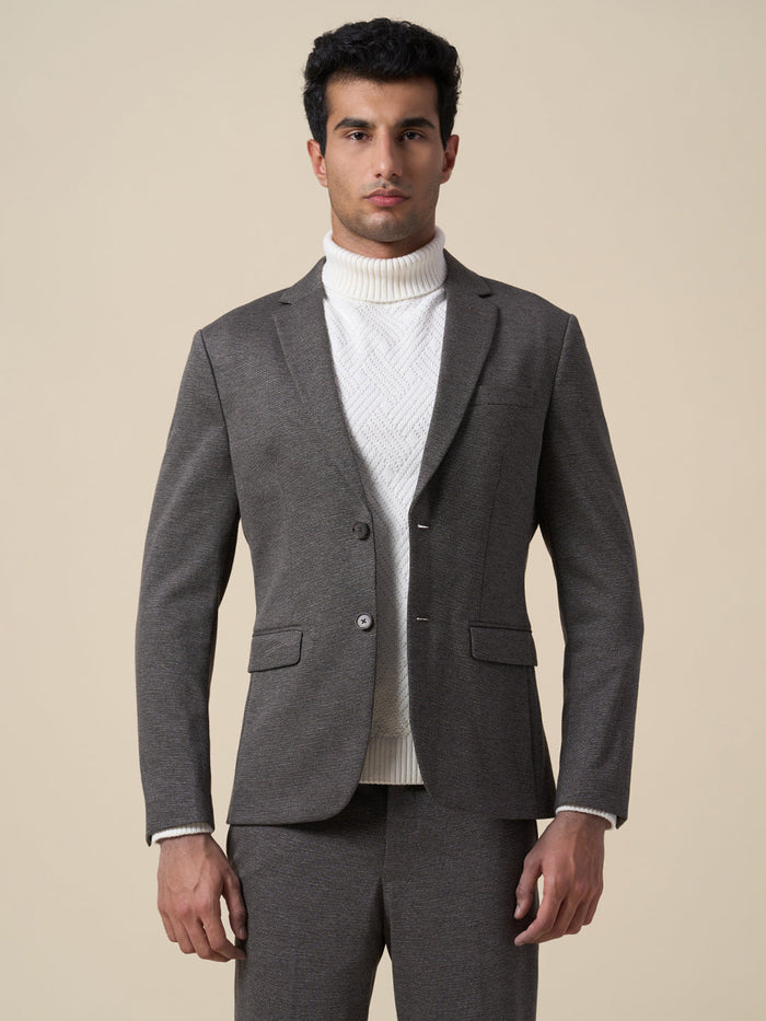 Suit-Set Tailored Jersey Blazer