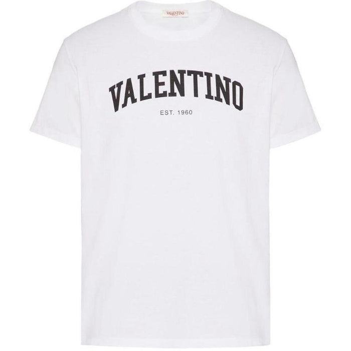 Valentino Garavani White and Black College Logo Short Sleeve T-Shirt