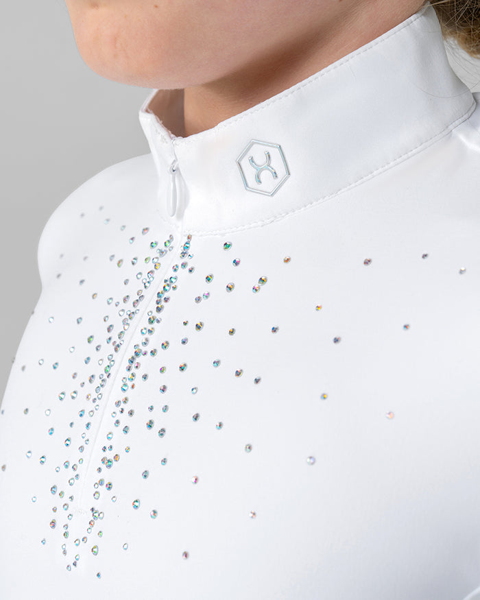 White Aurora Kids Long Sleeve Competition Shirt