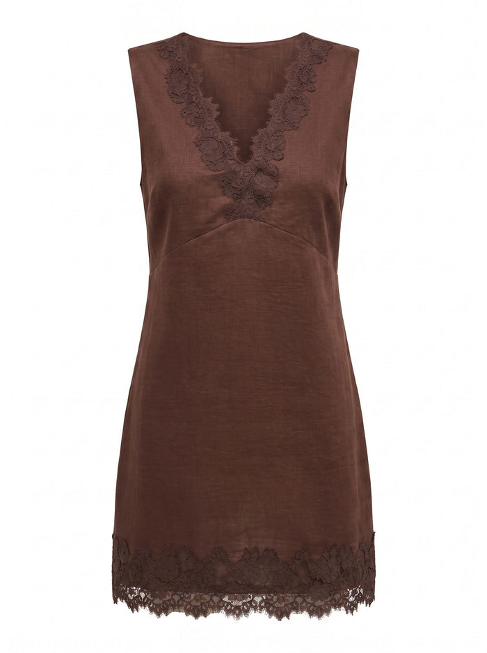 Zali Lace Trim Linen Mini Dress Forever New