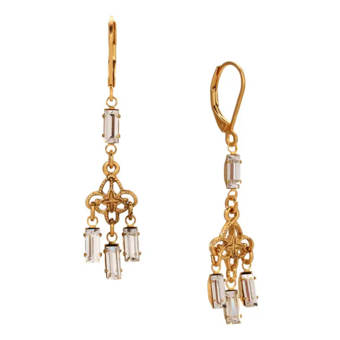 1928 Jewelry - Baguette Crystal Dangle Earrings