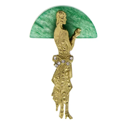 1928 Jewelry - Roaring 20's Green Aventurine Pin