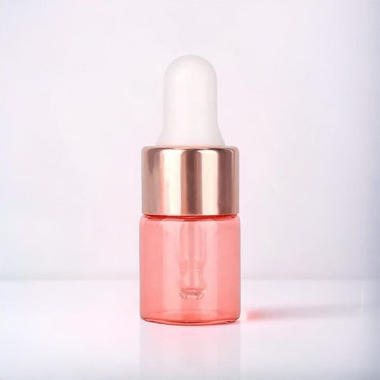 2 ml Pink Glass Vials w/ Rose Gold Dropper (Pack of 5) at Your Oil Tools