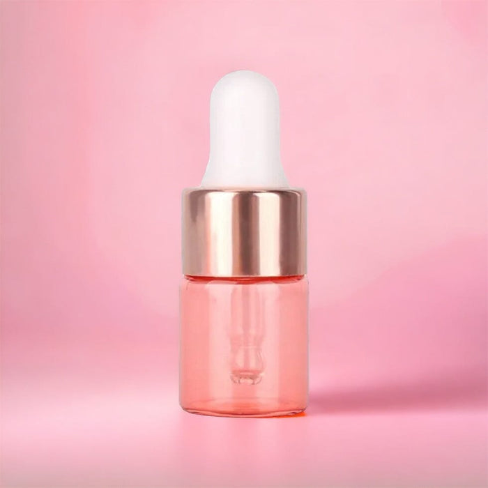 2 ml Pink Glass Vials w/ Rose Gold Dropper (Pack of 5) at Your Oil Tools