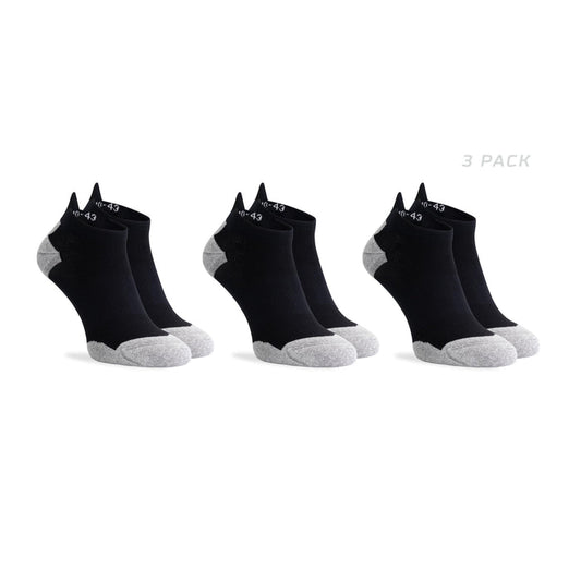 Rogelli Core 3-pack lage hardloopsokken tot aan de enkel zwart.