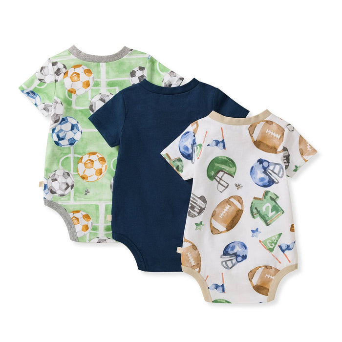 3-Pack Field Goal & Soccer Field Baby Boy Bodysuits: 3-6M