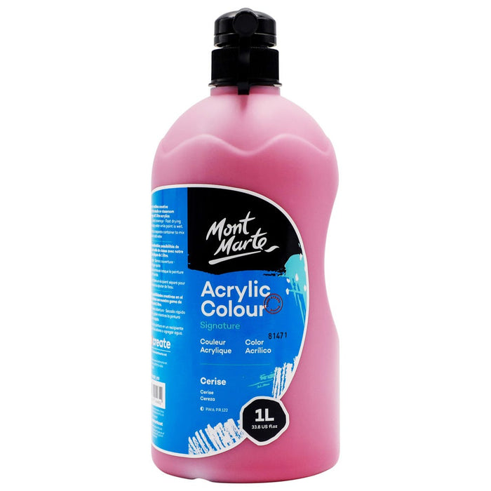 Acrylic Colour Signature 1L Bottle with Pump - Cerise