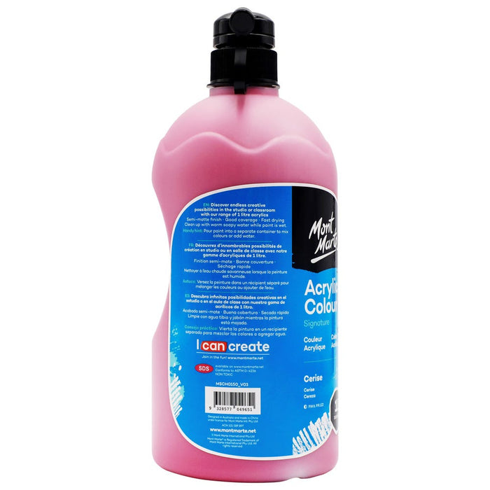 Acrylic Colour Signature 1L Bottle with Pump - Cerise