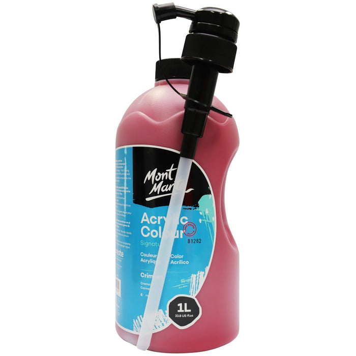 Acrylic Colour Signature 1L Bottle with Pump - Crimson