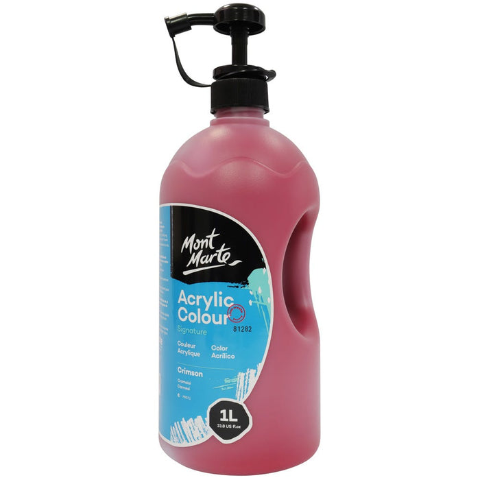 Acrylic Colour Signature 1L Bottle with Pump - Crimson
