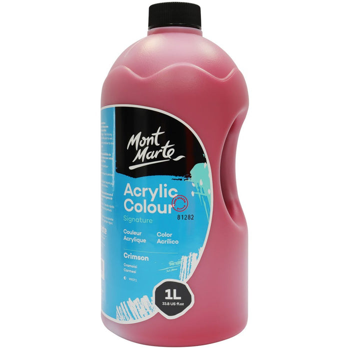 Acrylic Colour Signature 1L Bottle with Pump - Crimson