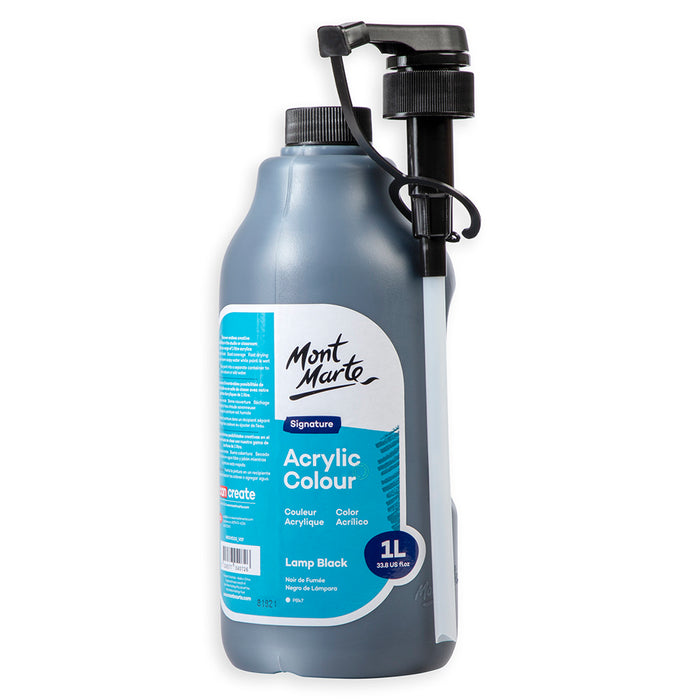Acrylic Colour Signature 1L Bottle with Pump - Lamp Black