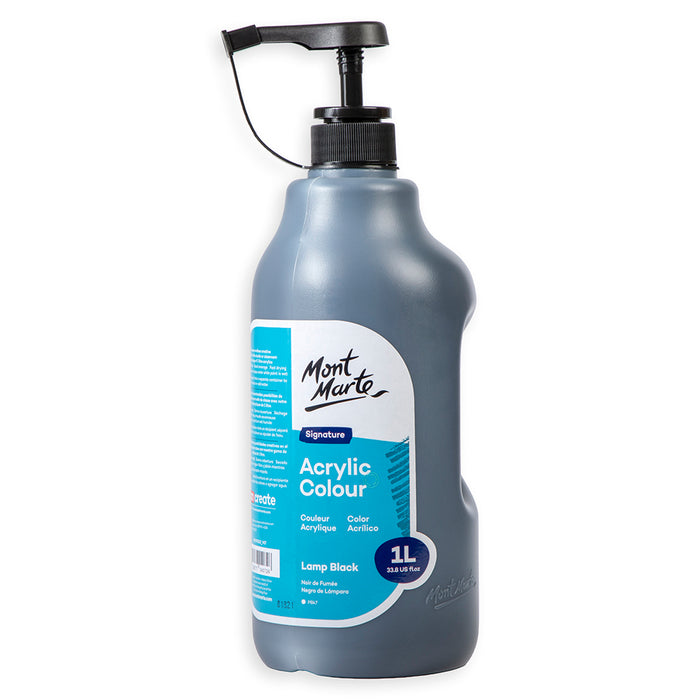 Acrylic Colour Signature 1L Bottle with Pump - Lamp Black