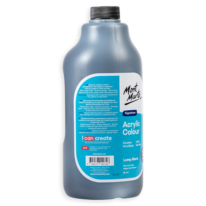 Acrylic Colour Signature 1L Bottle with Pump - Lamp Black