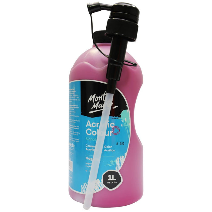 Acrylic Colour Signature 1L Bottle with Pump - Magenta