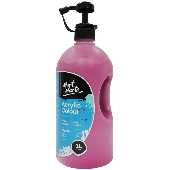 Acrylic Colour Signature 1L Bottle with Pump - Magenta