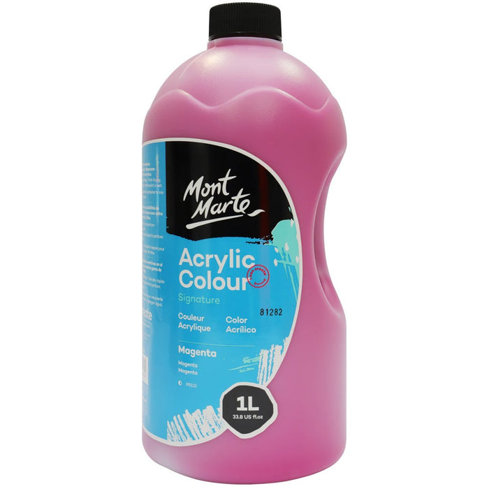 Acrylic Colour Signature 1L Bottle with Pump - Magenta