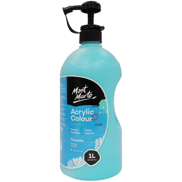 Acrylic Colour Signature 1L Bottle with Pump - Turquoise