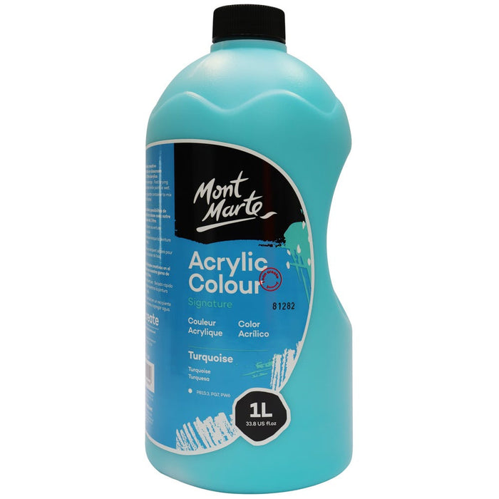 Acrylic Colour Signature 1L Bottle with Pump - Turquoise