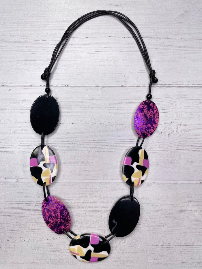 Alisha D Handmade Long Statement Necklace Camo Print Adjustable Cord
