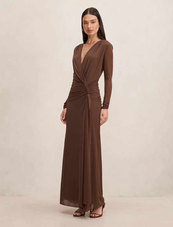 Amara Draped Mesh Maxi Dress Forever New