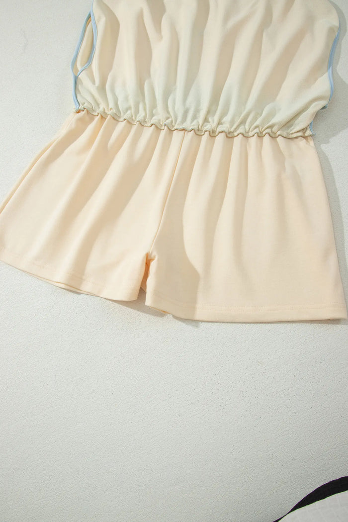 Apricot Colorblock Edge Drop Shoulder T Shirt and Skort 2Pcs Set – Beige