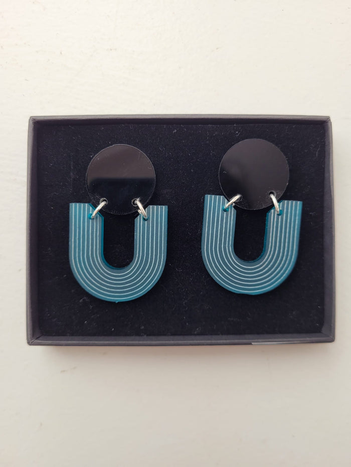 Arc Black and Teal Earrings